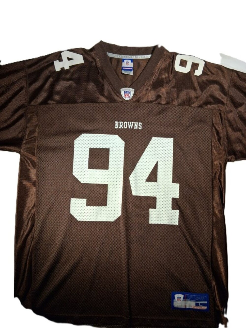Reebok Cleveland Browns Warren #94 Jersey Large Brown Iron-On VTG Y2K NFL